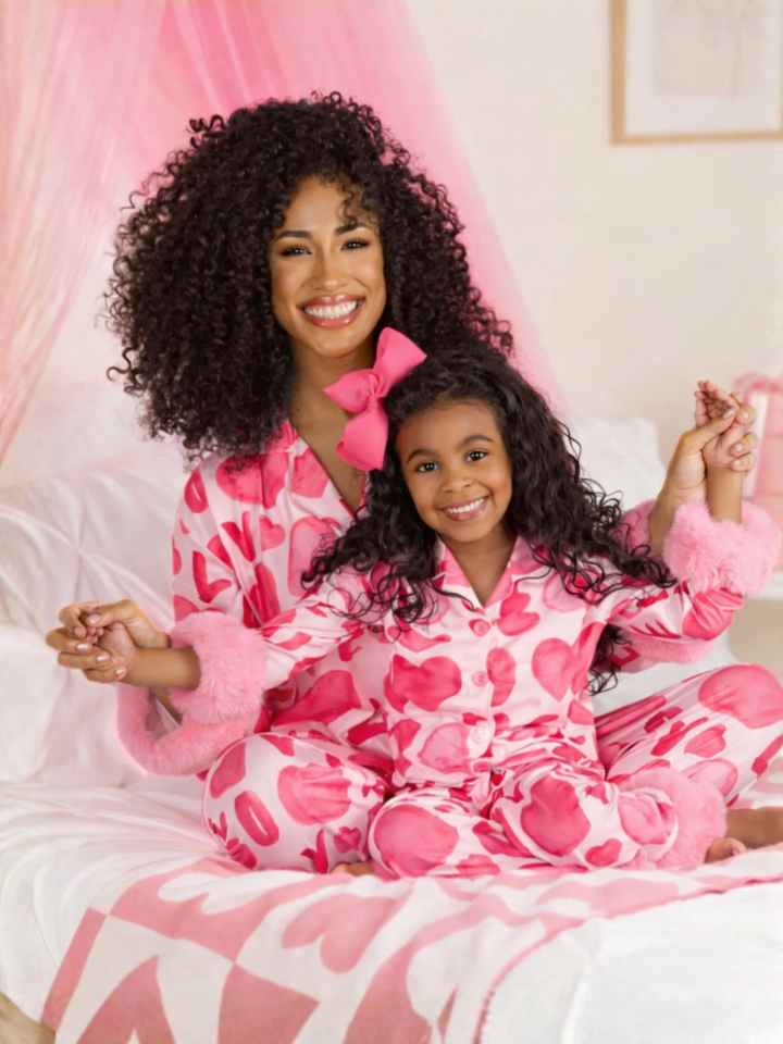 Mommy and Me Love Dream Furry Pajama Set Mia Belle Girls