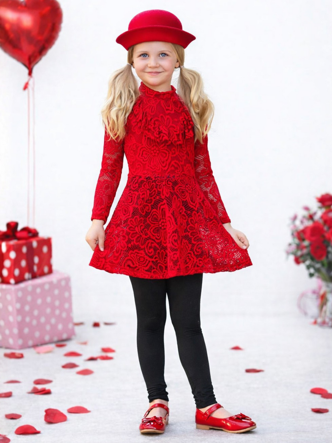 Elegant Lace Long Sleeve Tunic and Legging Set Mia Belle Girls