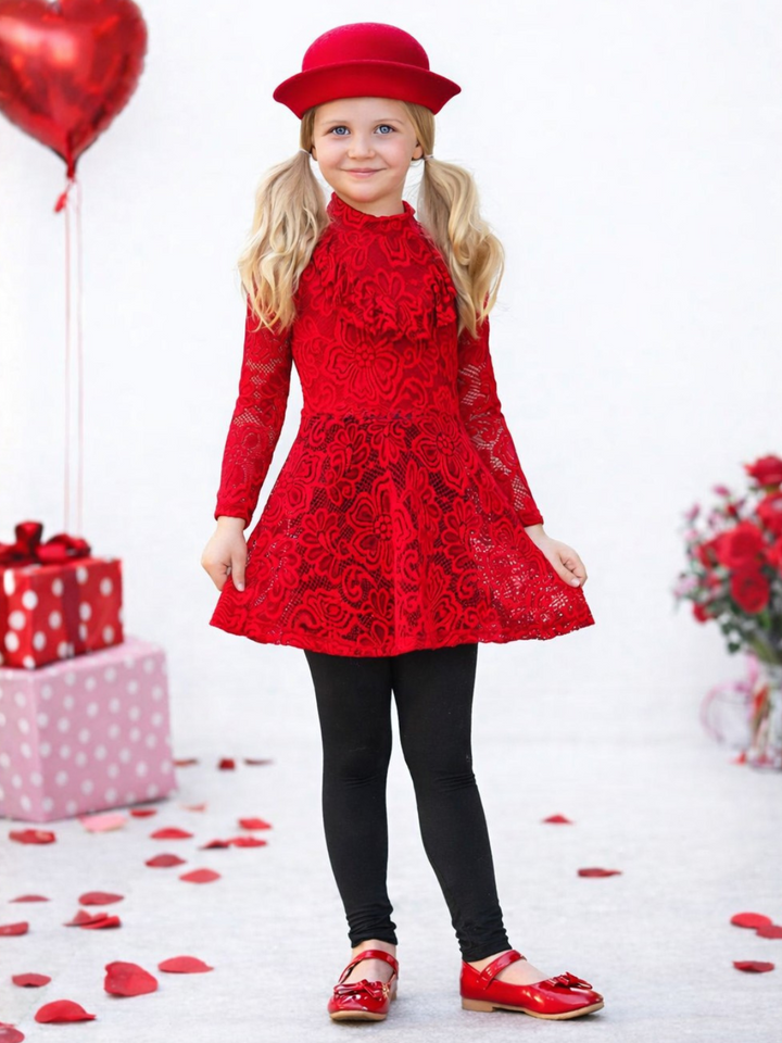 Elegant Lace Long Sleeve Tunic and Legging Set Mia Belle Girls