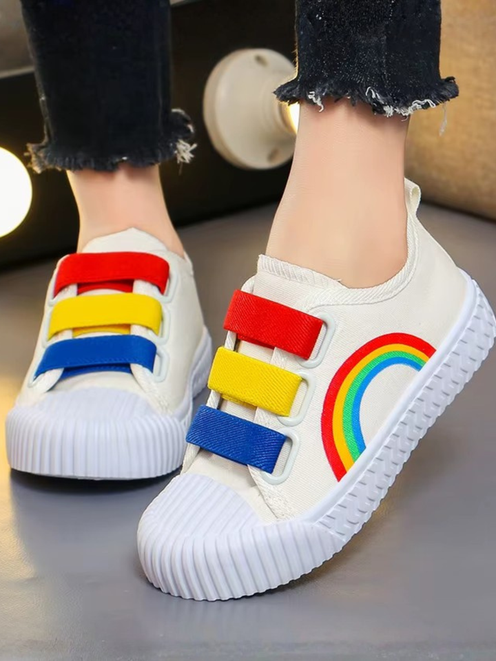 Happy Kicks Canvas Rainbow Sneakers By Liv and Mia Mia Belle Girls