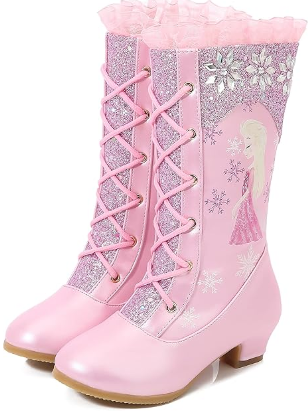 Snow Princess Ruffle Trim Sparkly Boots By Liv and Mia Mia Belle Girls