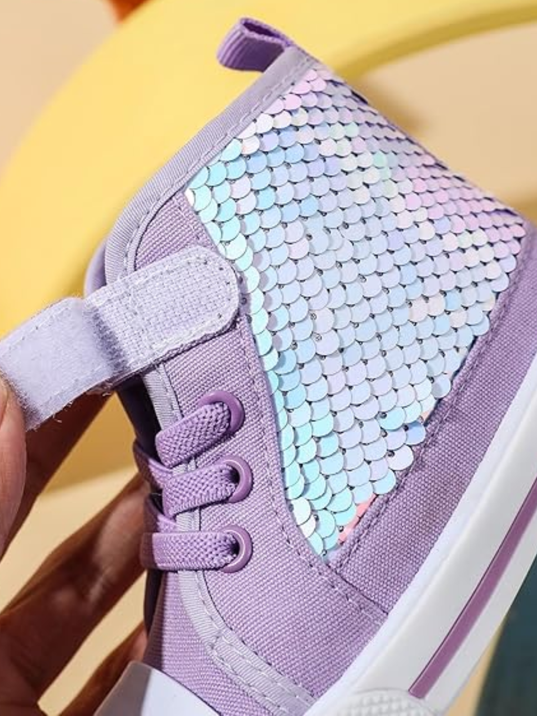 Dazzle On High-Top Sequin Sneakers By Liv and Mia Mia Belle Girls