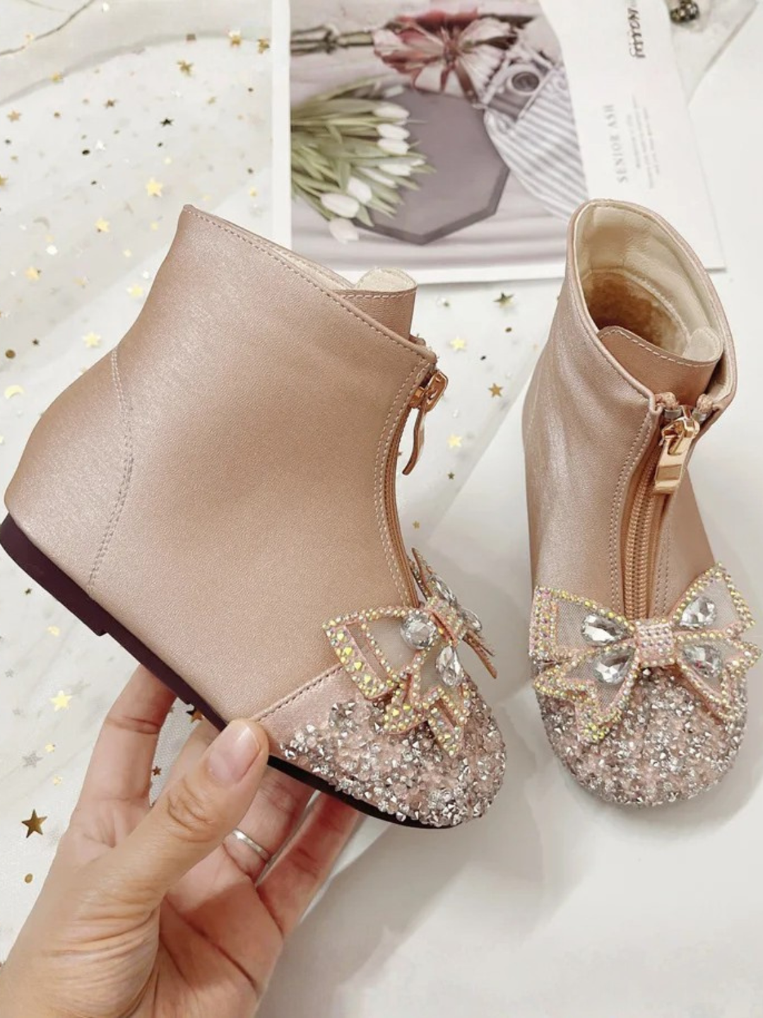 Bedazzled Beauty Crystal Bow Boots By Liv and Mia Mia Belle Girls