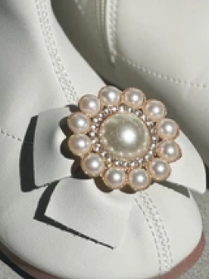 Catwalk Elegance Pearl Bow Ankle Boots By Liv and Mia Mia Belle Girls
