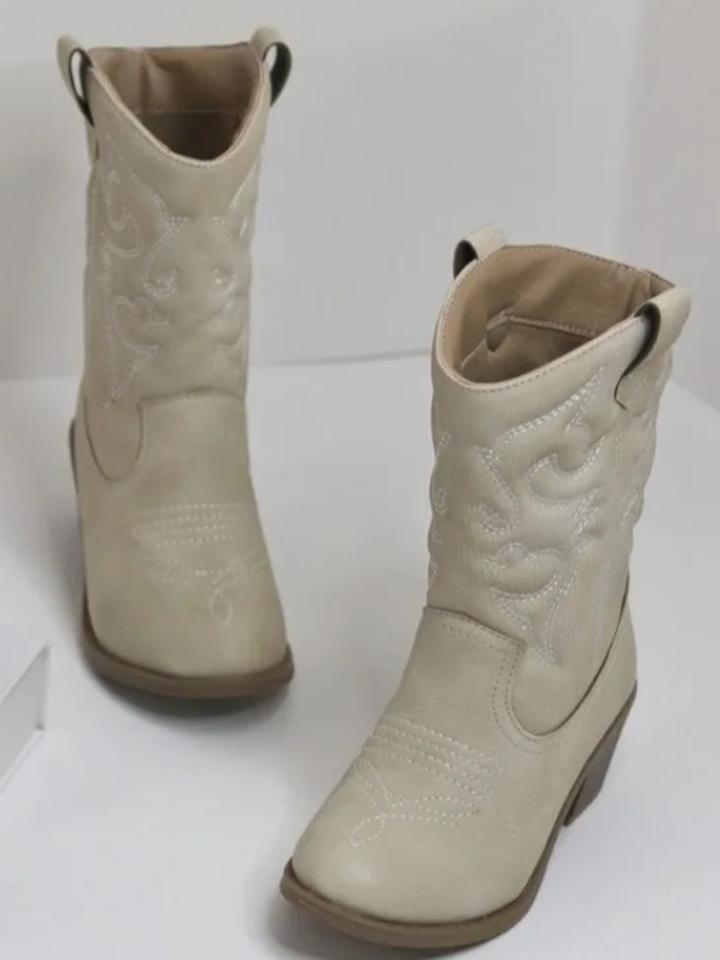Round It Up! Beige Western Cowboy Boots  By Liv and Mia Mia Belle Girls