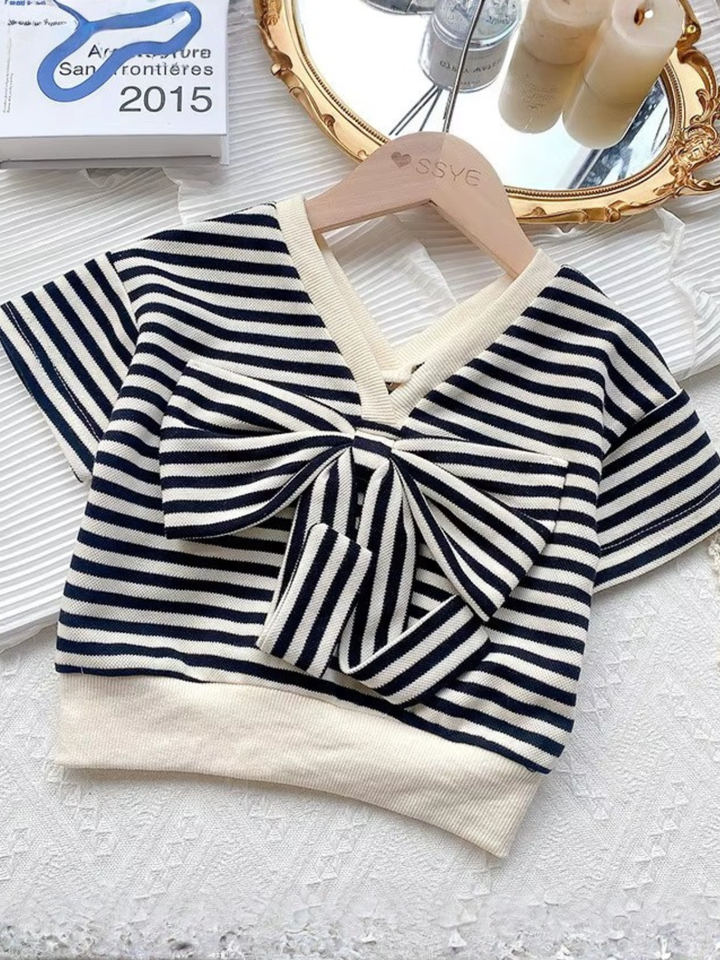 Summer Picnics Striped Short Set Mia Belle Girls