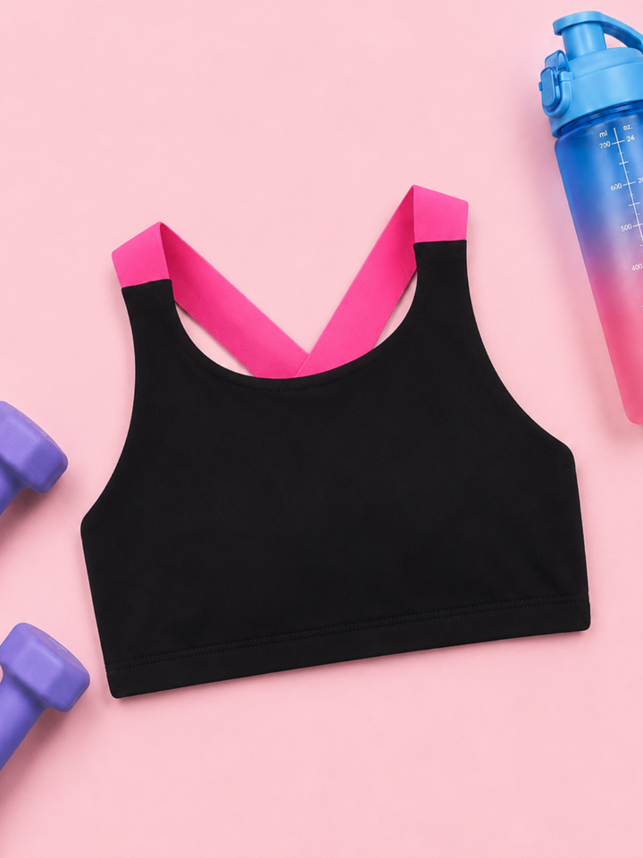 kids summer camp outfit sports bra crop top