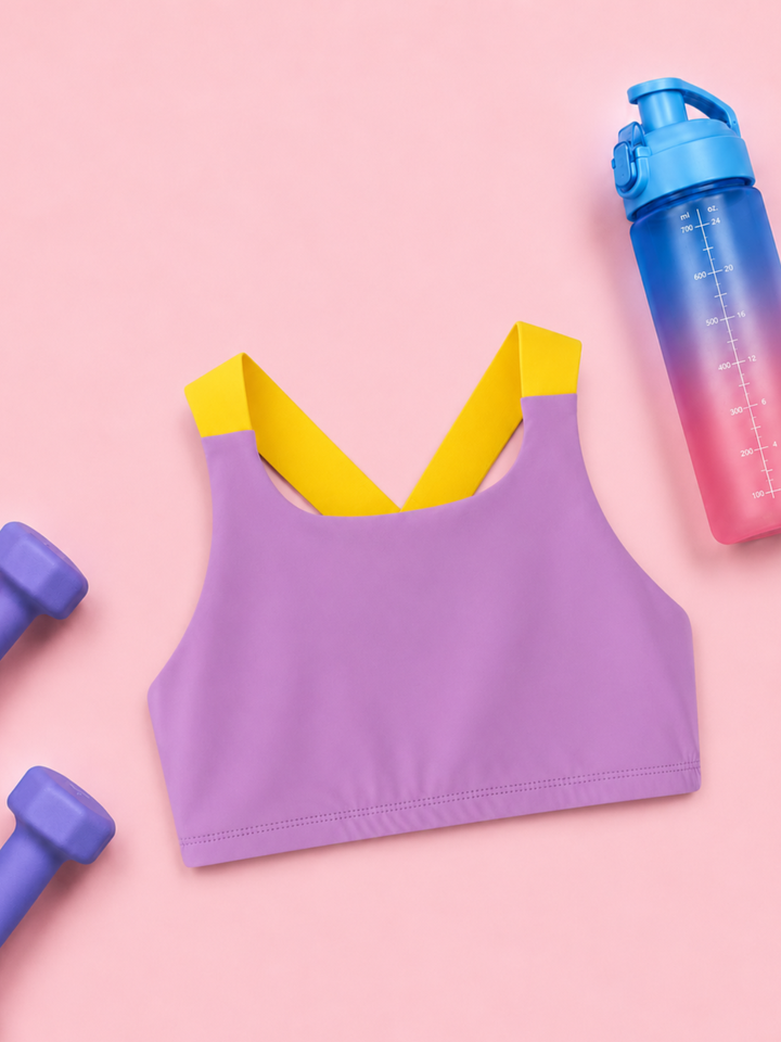 girls sports bra crop top crossback activewear