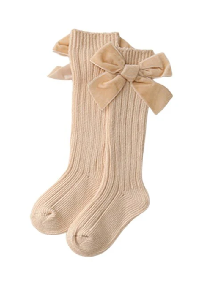 A Little Velvet Bow Long Socks