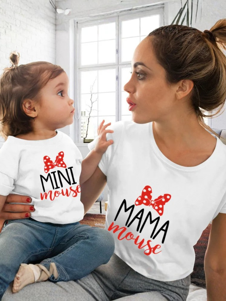 Mommy and Me Matching Mouse Slogan Tops Mia Belle Girls