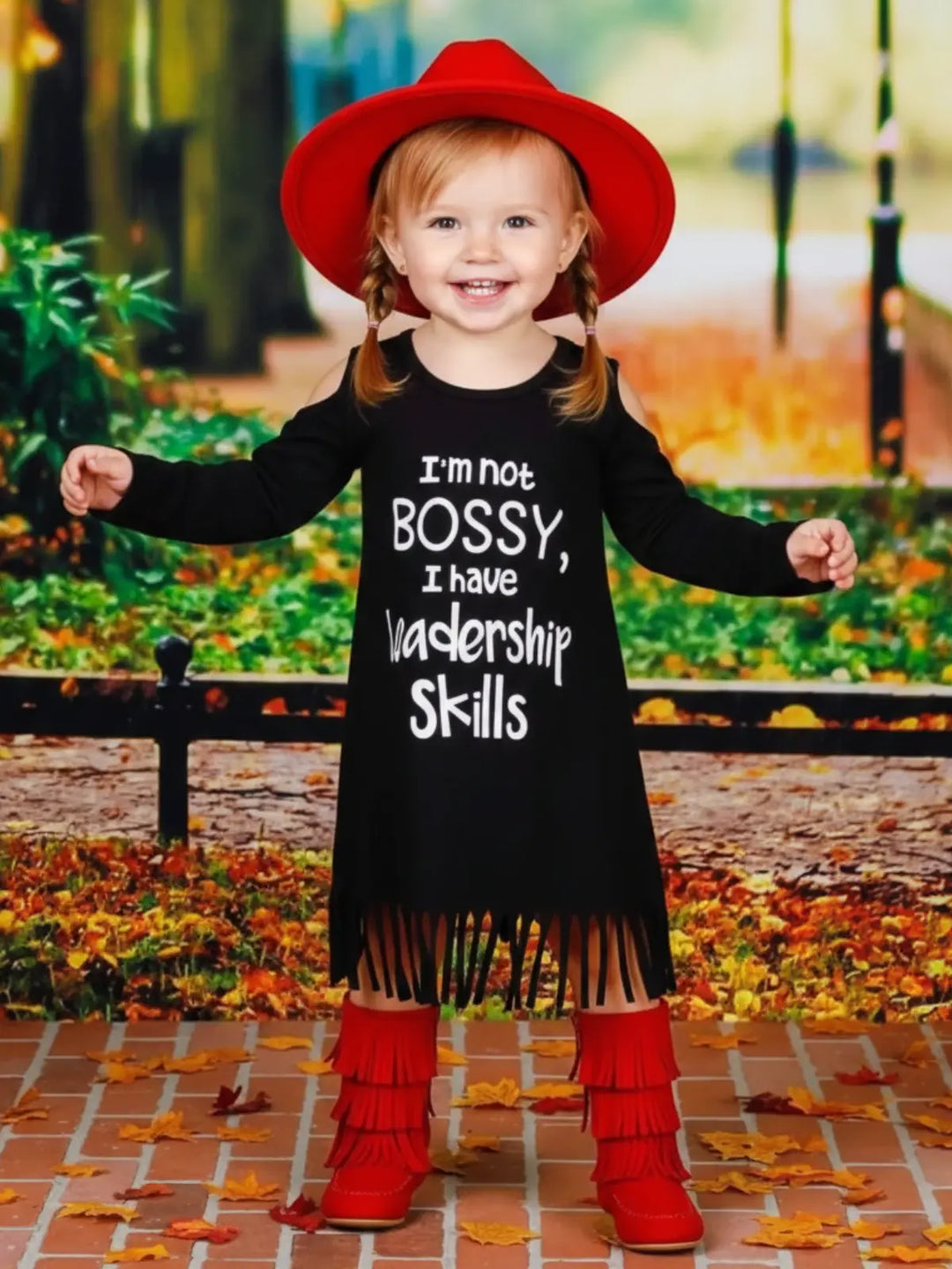 I Have Leadership Skills Fringe Dress Mia Belle Girls