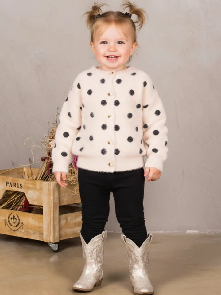 Fuzzy Fashionista Polka Dot Cardigan Mia Belle Girls