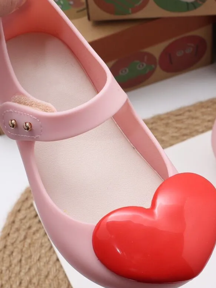 Big Heart Pink Jelly Flats by Liv and Mia Mia Belle Girls