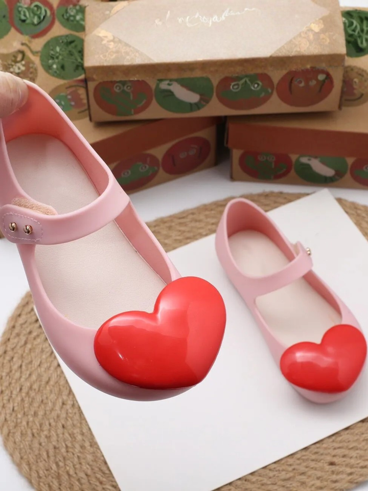 Big Heart Pink Jelly Flats by Liv and Mia Mia Belle Girls