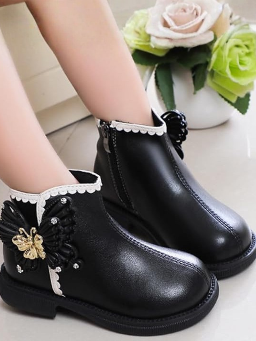 Girls Elegant Chic Casual Ankle Boots with Butterfly Design By Liv and Mia Mia Belle Girls