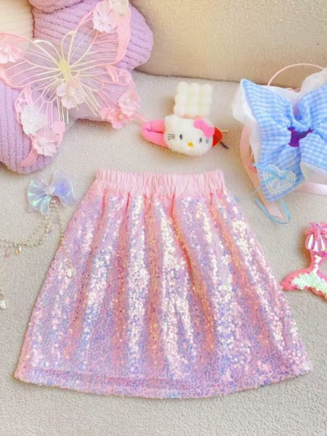 pastel sequin skirt for girls birthday outfit