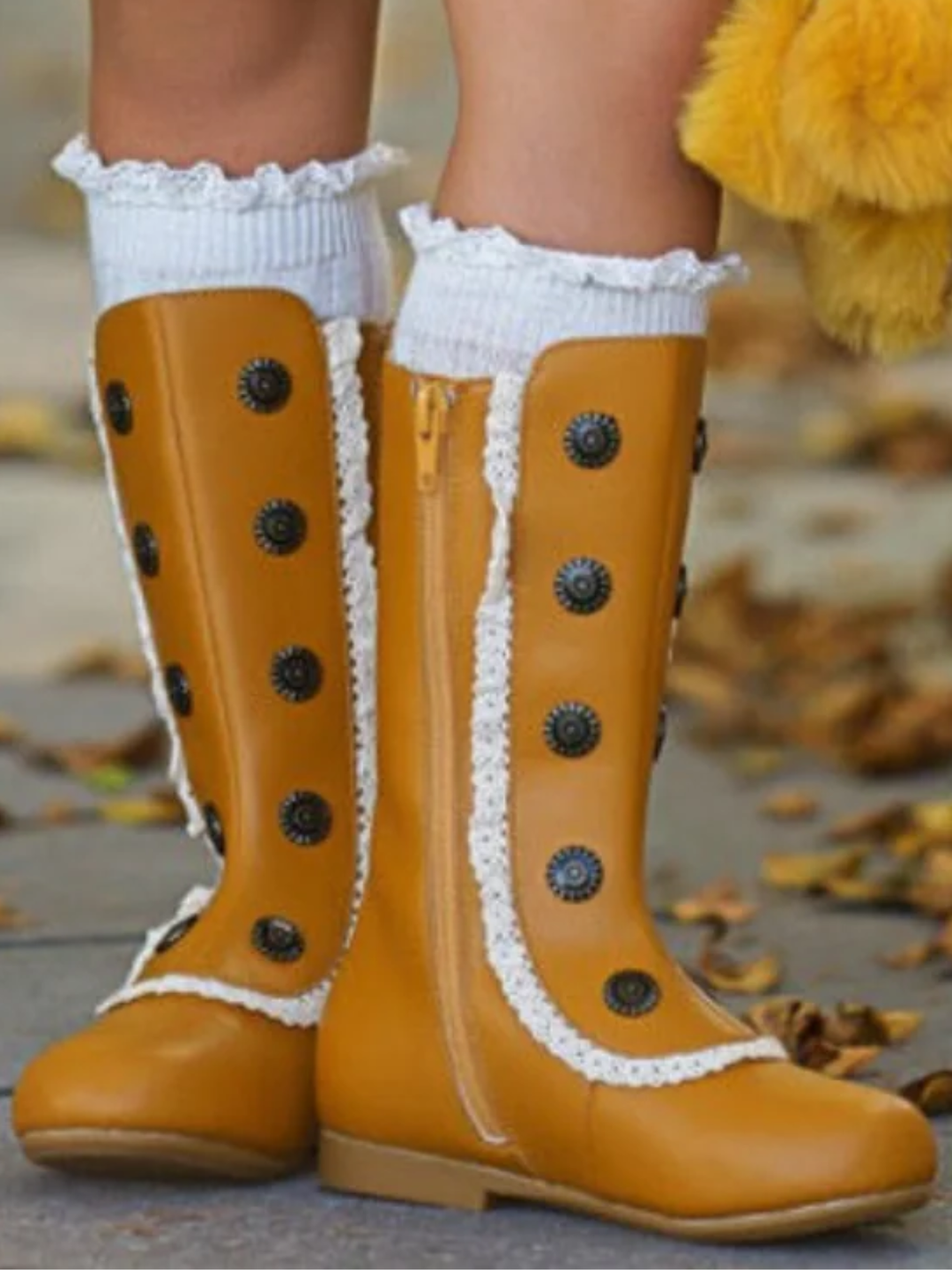 Military Style Lace Ruffle Trimmed Boots By Liv and Mia Mia Belle Girls
