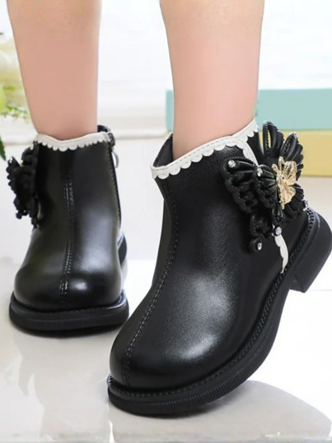 Girls Elegant Chic Casual Ankle Boots with Butterfly Design By Liv and Mia Mia Belle Girls