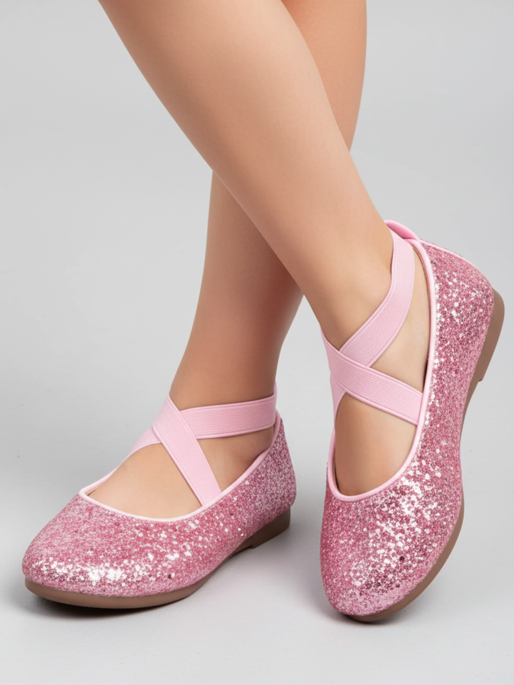 Princess Glitter Sparkling Mary Jane Flats  by Liv and Mia Mia Belle Girls