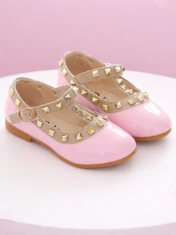 Studded Runway T-Strap Flats By Liv and Mia