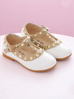 Studded Runway T-Strap Flats By Liv and Mia
