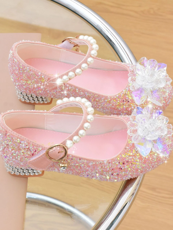 Enchanted Girl Pearl Strap Sparkling Mary Jane Shoes By Liv and Mia Mia Belle Girls