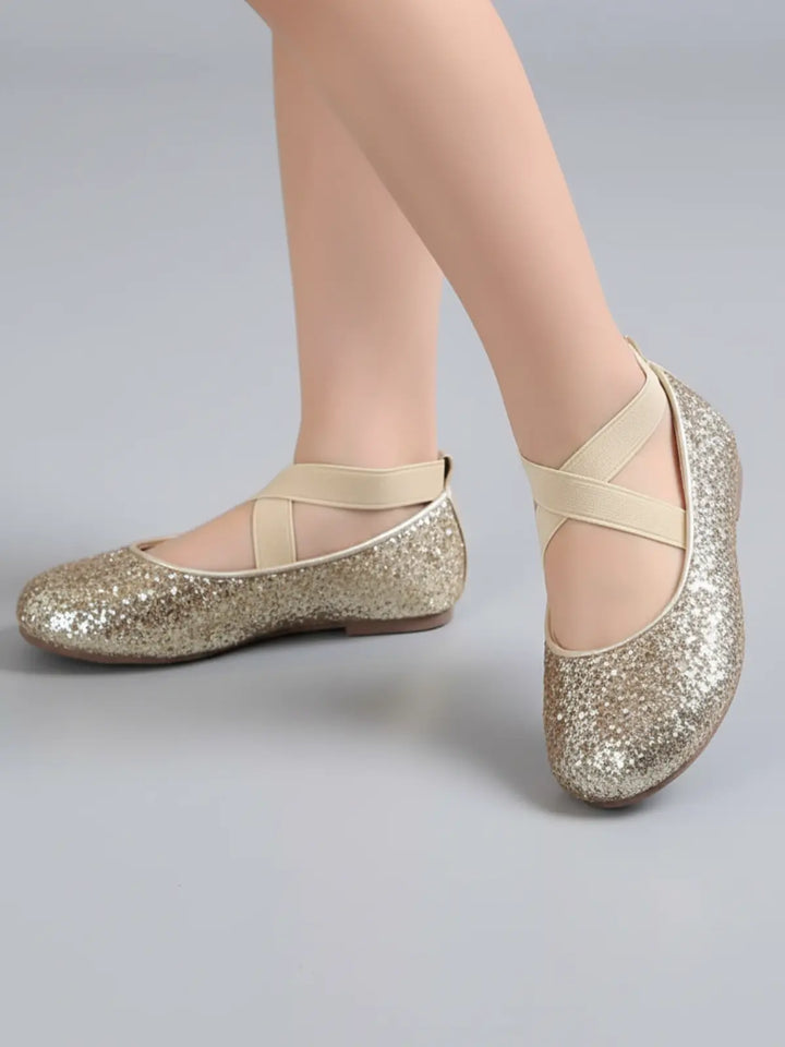 Sparkly Golden Glitter Ballet Flats By Liv and Mia Mia Belle Girls