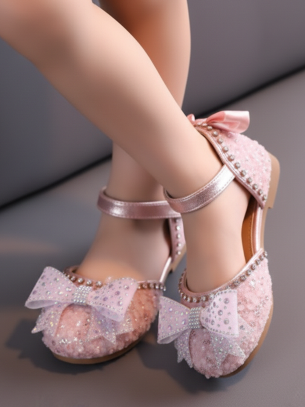 Jeweled Princess Ankle Strap Flats By Liv and Mia Mia Belle Girls