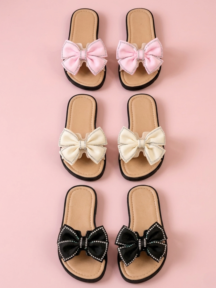 toddler girl slip on sandals oversized bow casual summer footwear