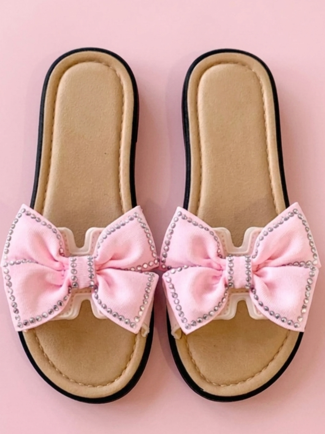Chic Darling Bow Rhinestone Slip-On Slide Sandal Mia Belle Girls
