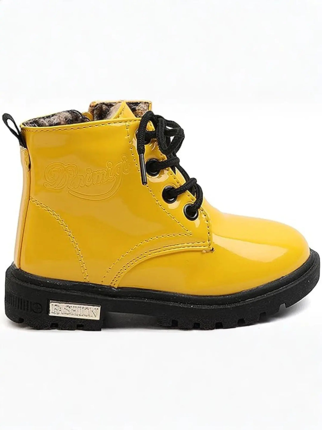 Yellow Patent Synthetic Leather Boots By Liv and Mia Mia Belle Girls