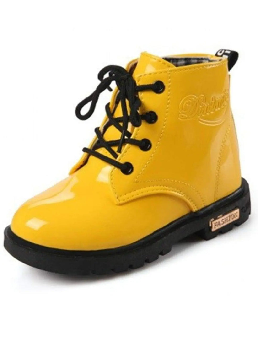 Yellow Patent Synthetic Leather Boots By Liv and Mia Mia Belle Girls