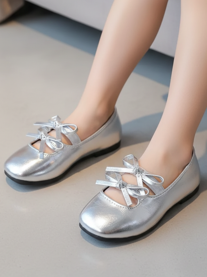 Double Bow Metallic Ballet Flats Mia Belle Girls