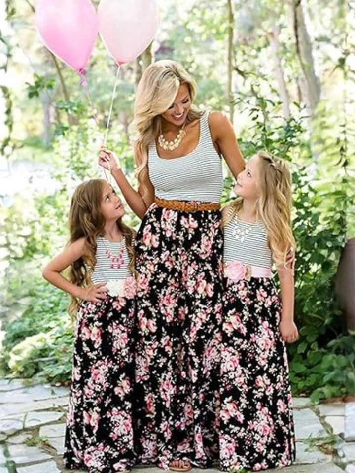 Mommy and Me Floral Besties Sleeveless Maxi Dress