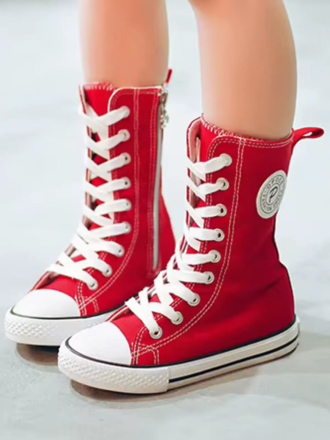Red Canvas High Top Zip Up Sneakers By Liv and Mia Mia Belle Girls