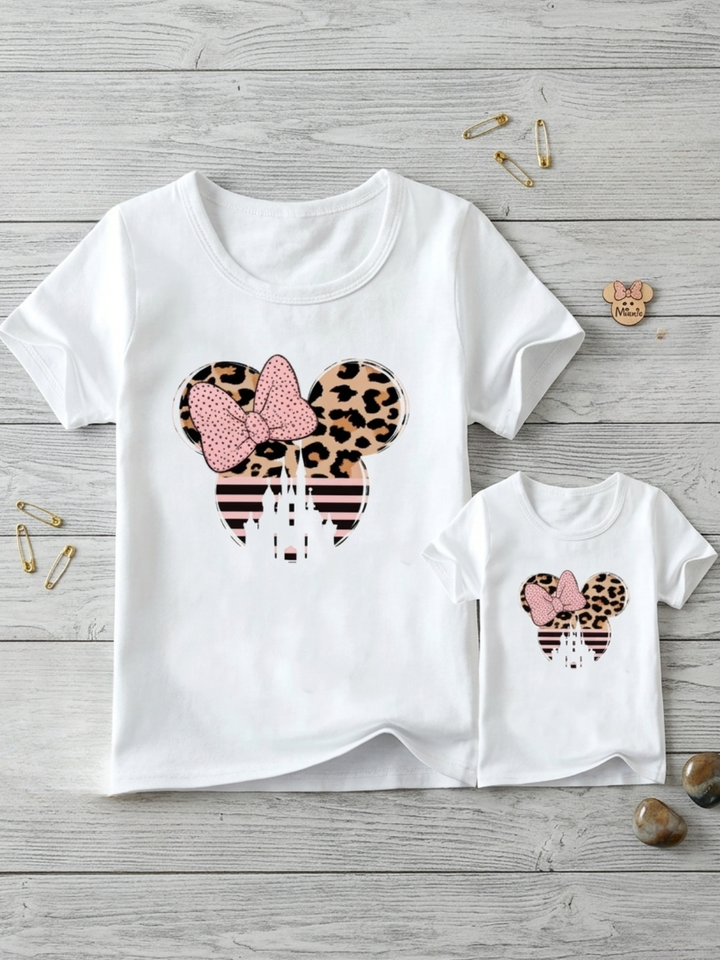Mommy and Me Leopard Cartoon Mouse Tops