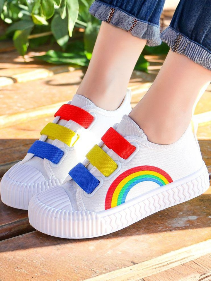 Happy Kicks Canvas Rainbow Sneakers By Liv and Mia Mia Belle Girls