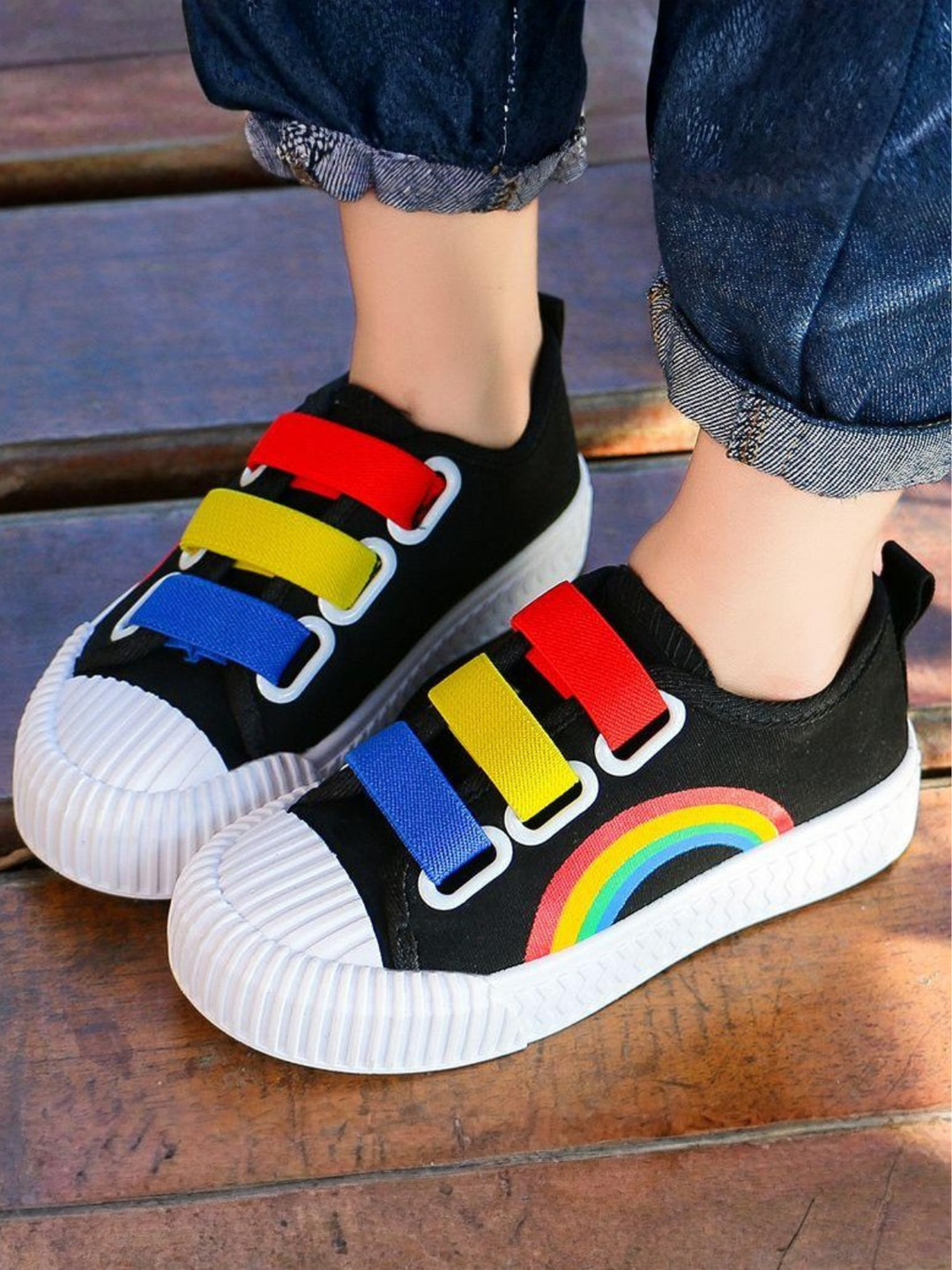 Happy Kicks Canvas Rainbow Sneakers By Liv and Mia Mia Belle Girls