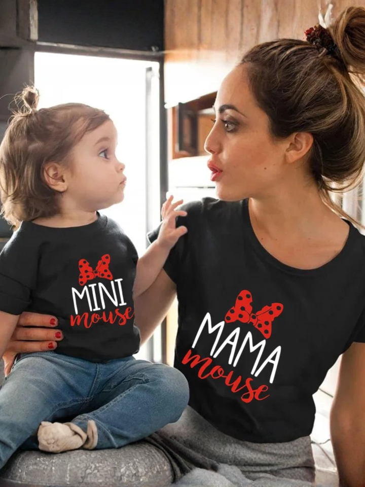 Mommy and Me Matching Mouse Slogan Tops Mia Belle Girls