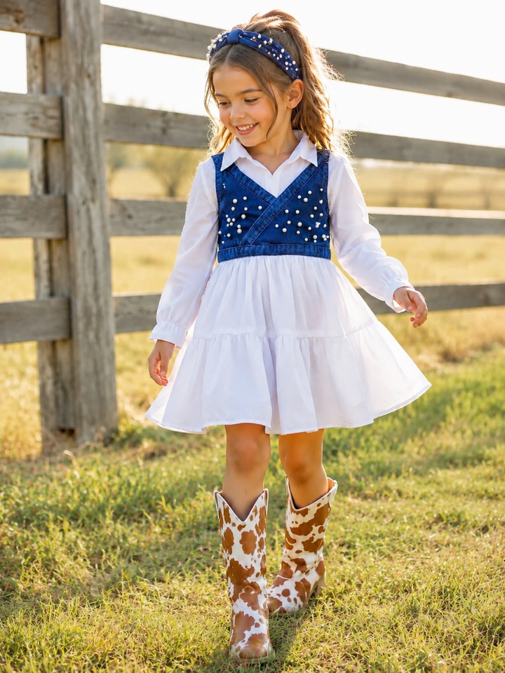 Delicate Dream Dress And Denim Vest Set