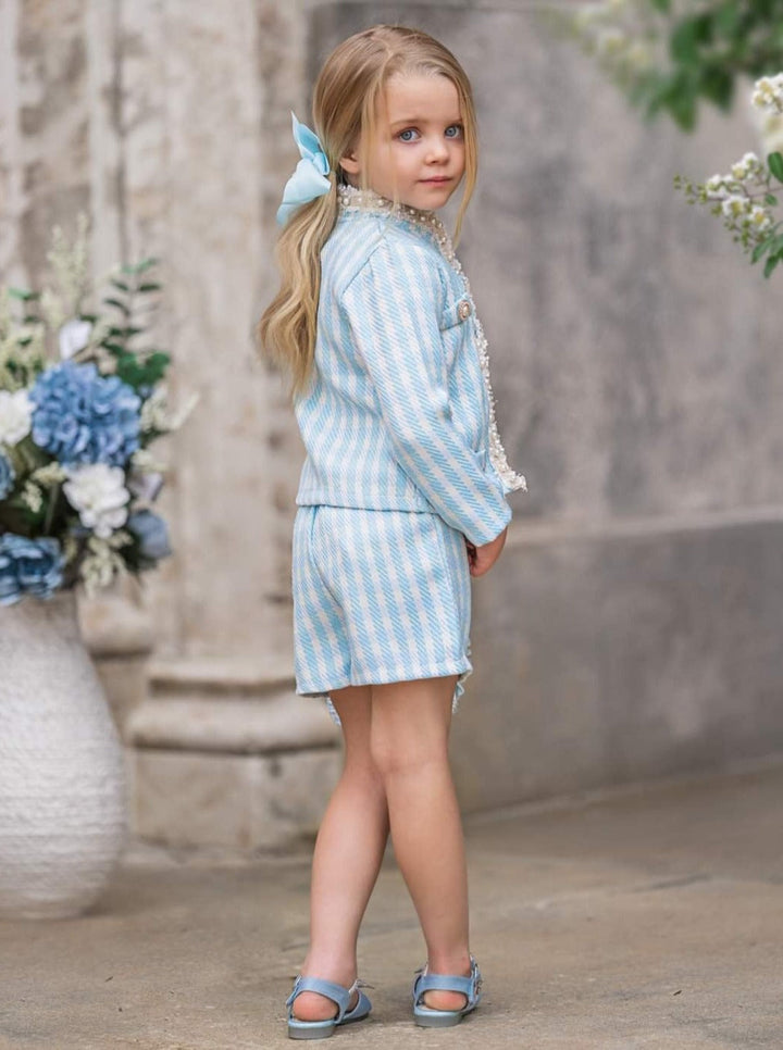 Mia Belle Girls Matching Blazer & Short Set | Girls Elevated Casual