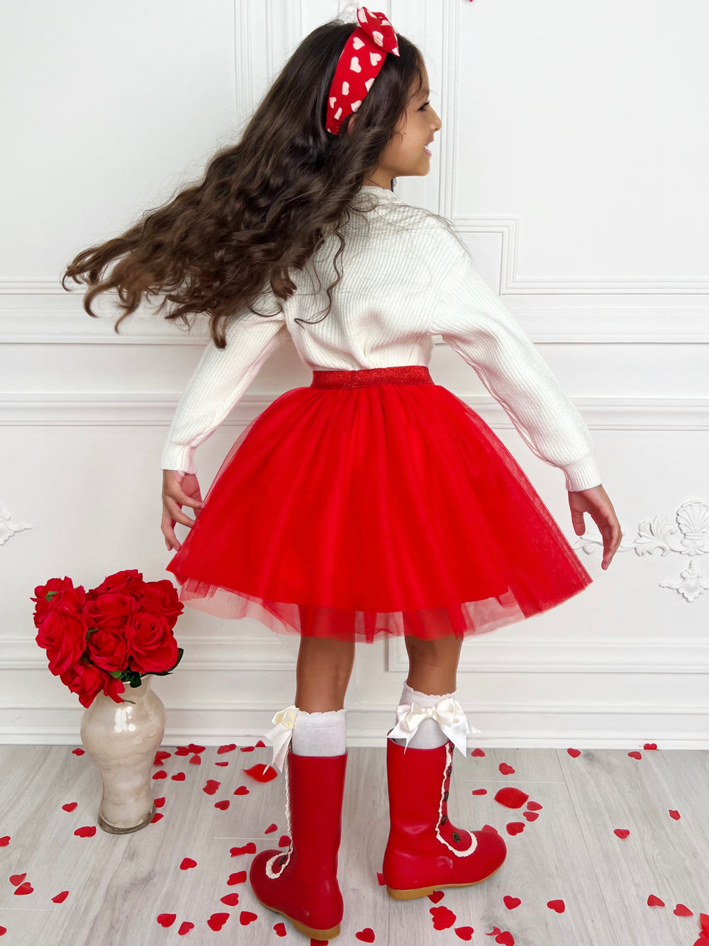 Embroidered "Love" Sweater and Tutu Skirt Set