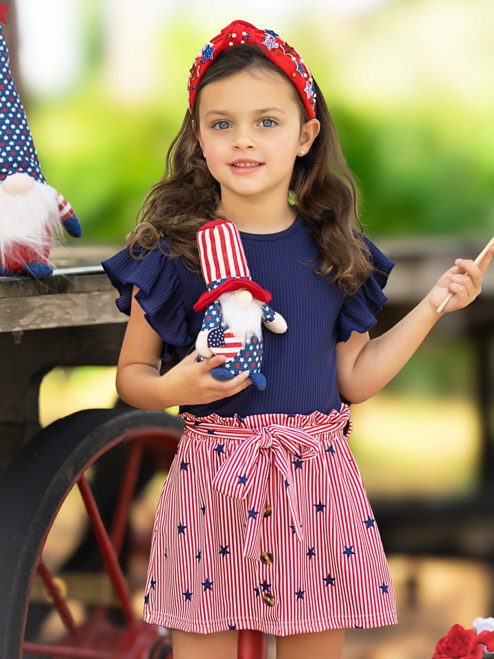 All-American Star Spangled Flutter Top and Skirt Set