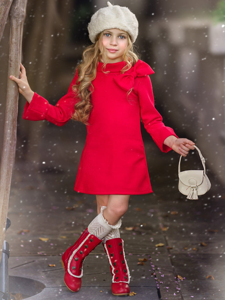 Fancy Fabulous Bow Cherry A-Line Dress Red / 8Y