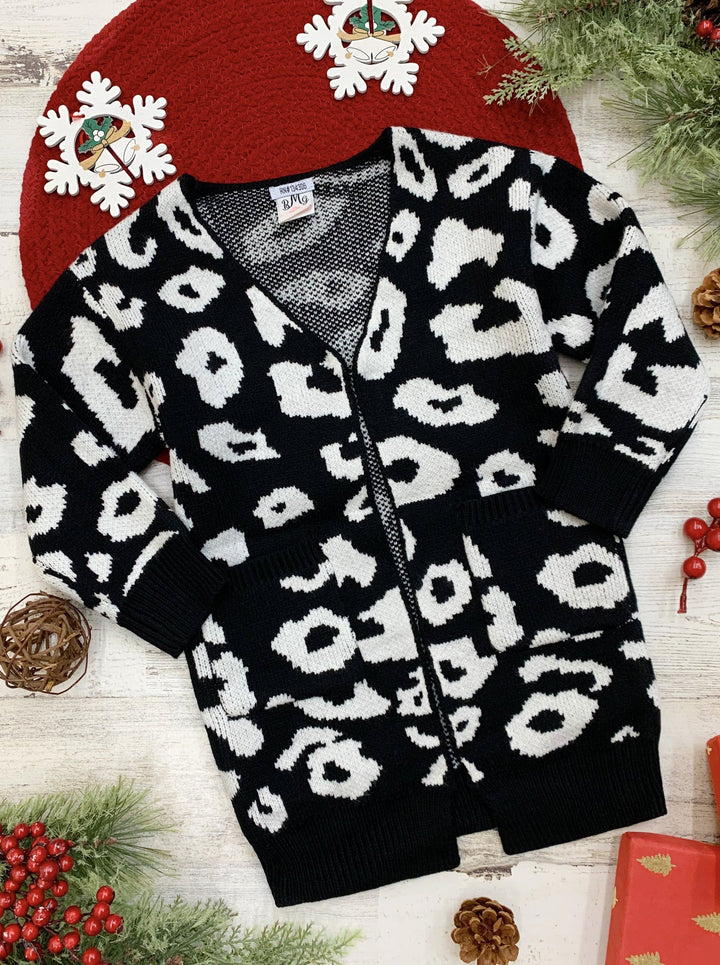 Girls Oversized Leopard Cardigan Mia Belle Girls
