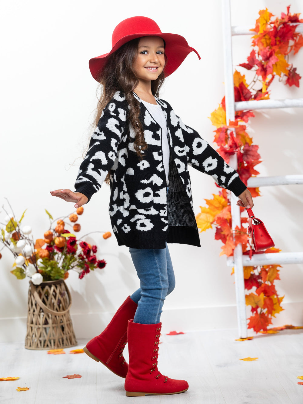 Girls Oversized Leopard Cardigan Mia Belle Girls