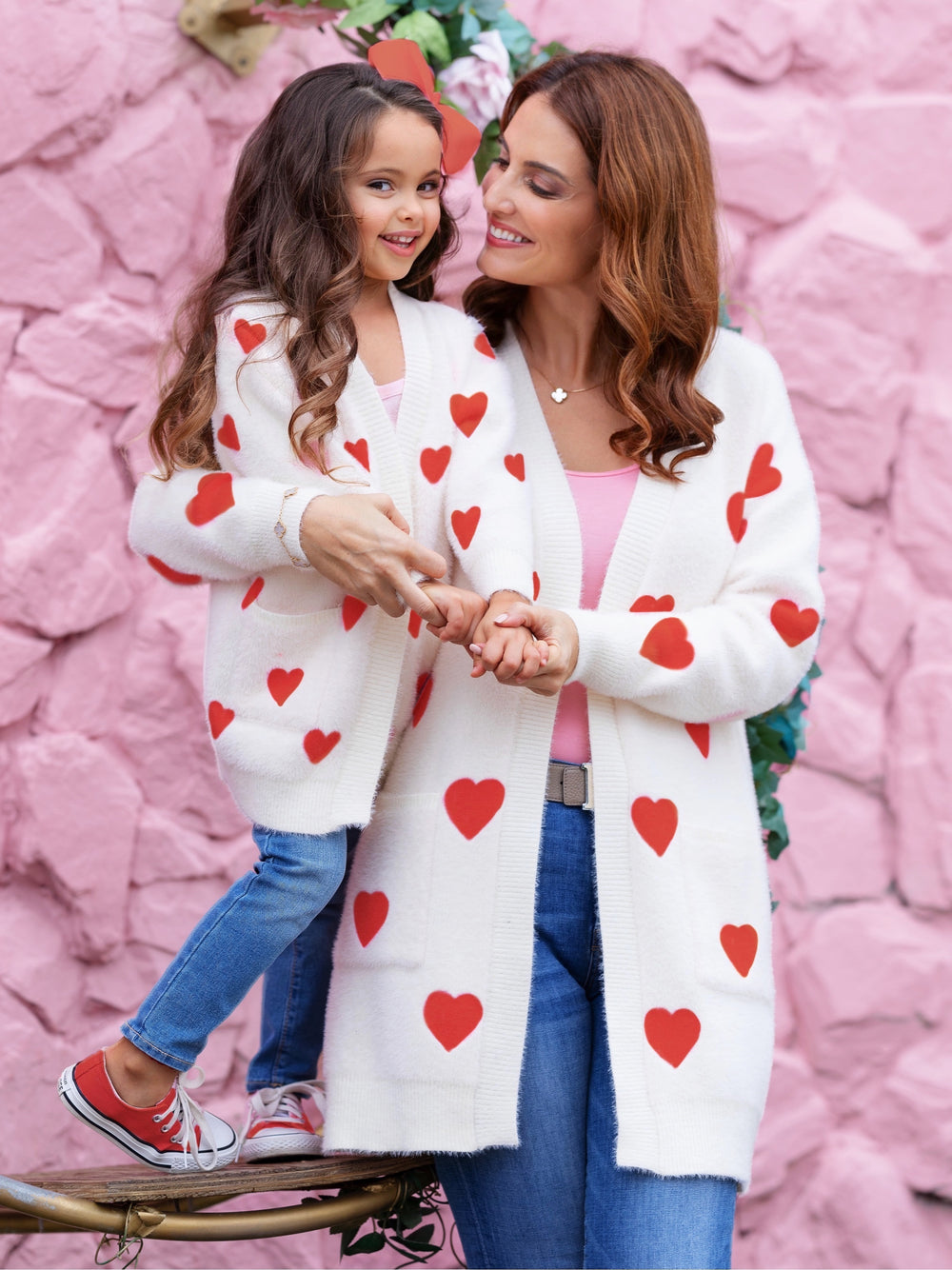Mommy and Me I Love You Lots Oversized Heart Cardigan Mia Belle Girls