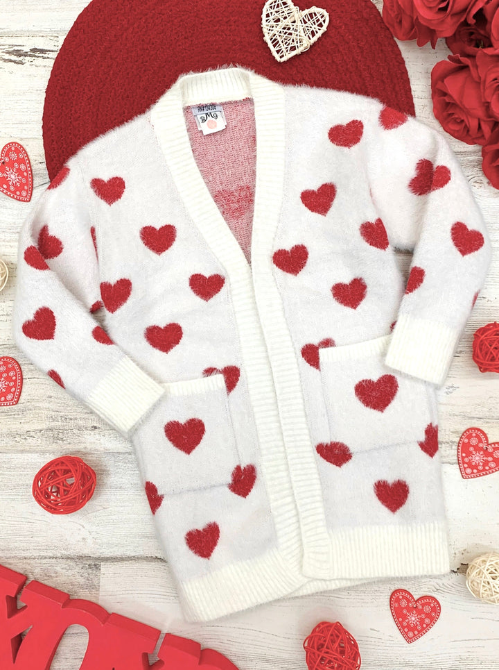 Mommy and Me I Love You Lots Oversized Heart Cardigan Mia Belle Girls
