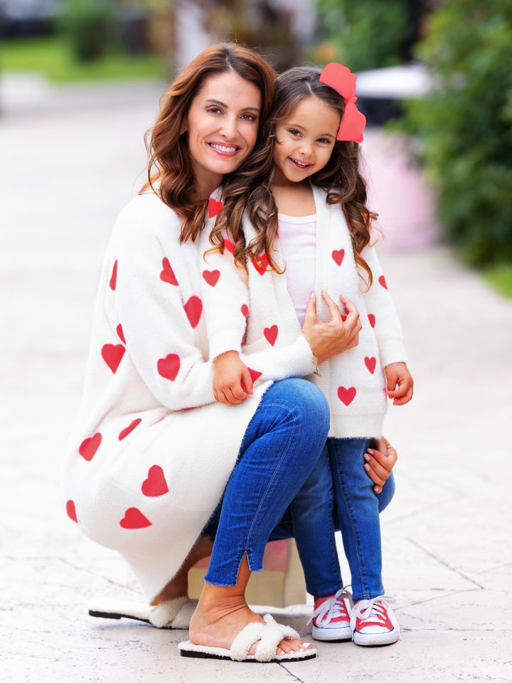 Mommy and Me I Love You Lots Oversized Heart Cardigan Mia Belle Girls