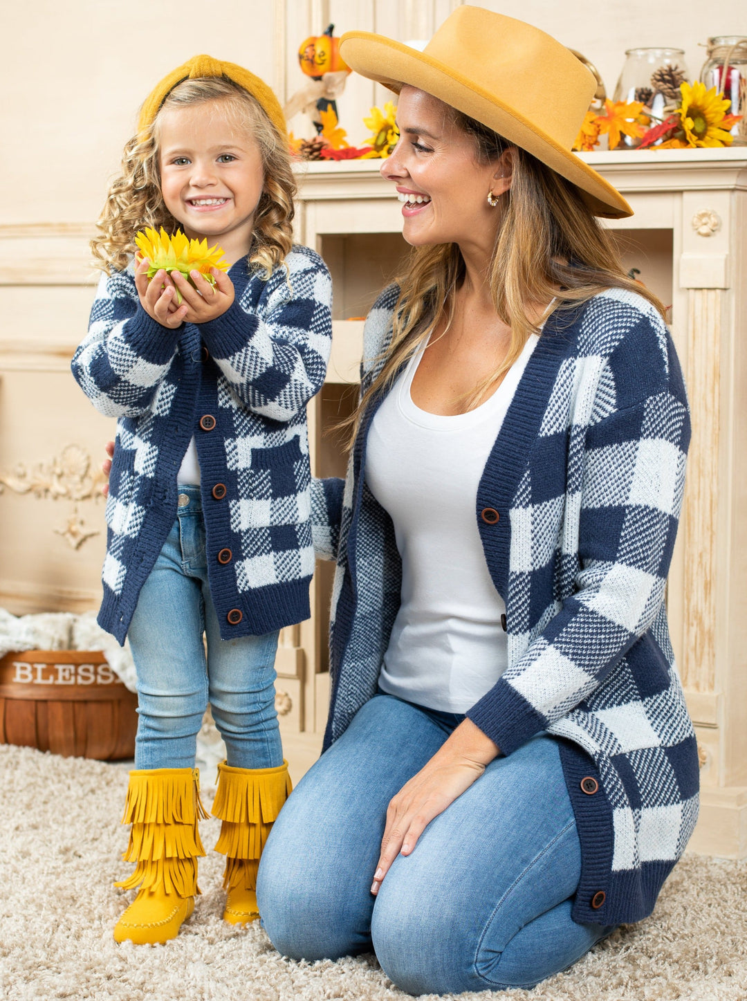 Mommy & Me Cardigans | Plaid Oversized Cardigan | Mia Belle Girls